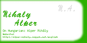 mihaly alper business card